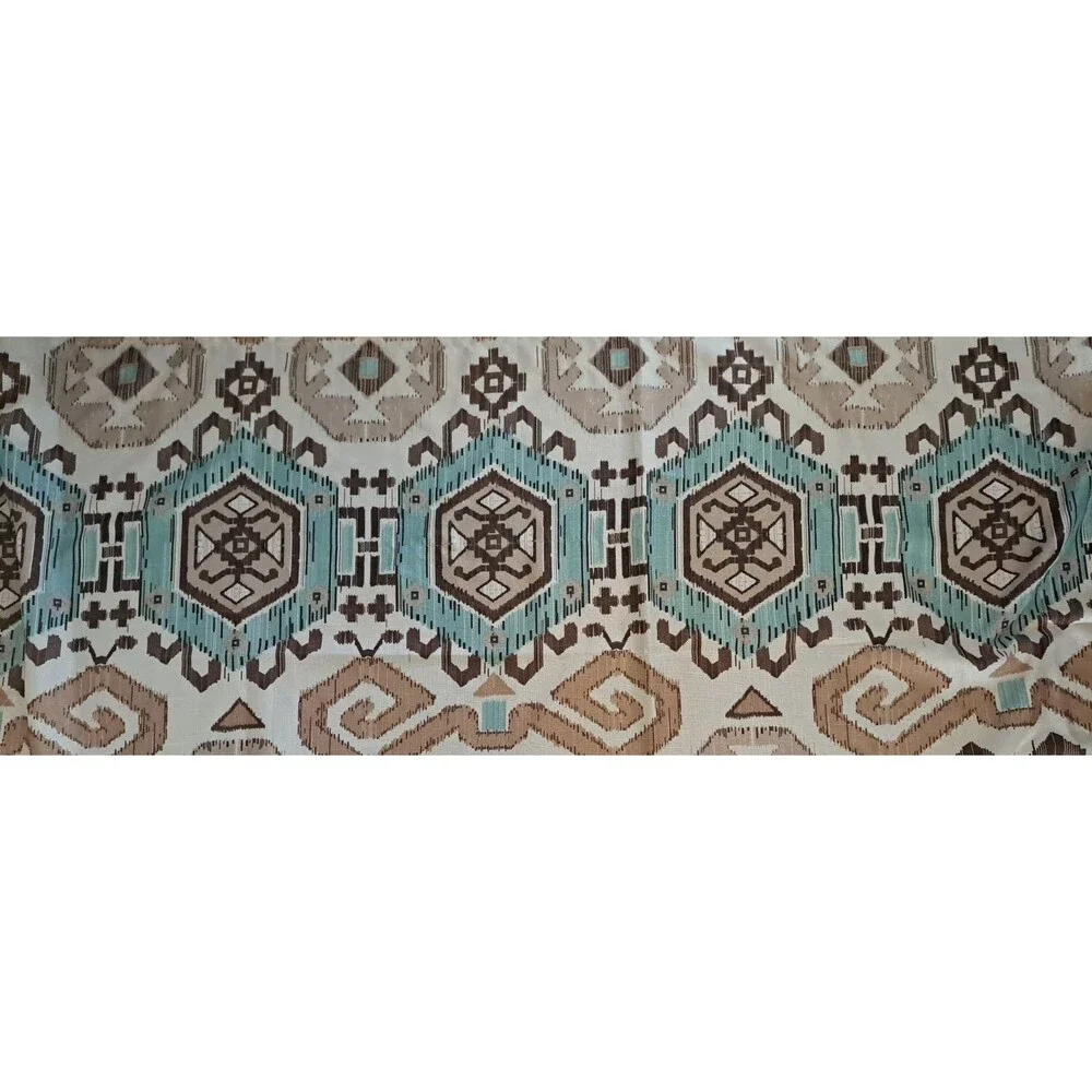 Southwest Fabric Shower Curtain Beige Turquoise Blue Better Homes & Gardens Boho